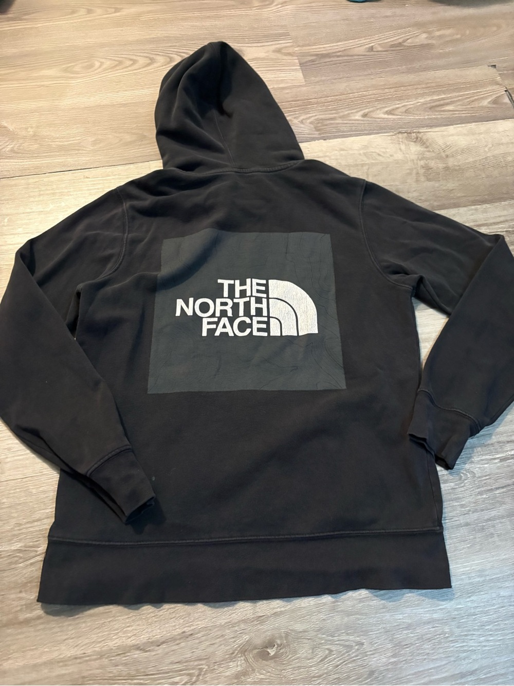 The North Face Black Crewneck Hoodie with White Logo Back Print